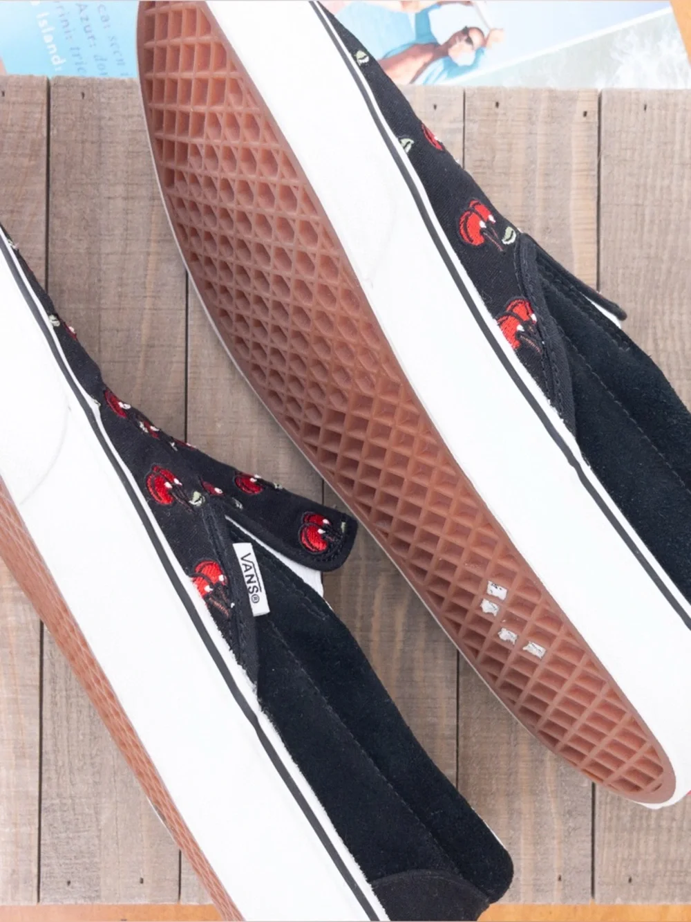 Vans Slip-On Sneakers with Red Cherry Print-Unisex
